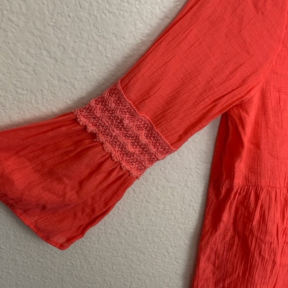 Spense Peacy Coral Peasant Top - Picture 3 of 6